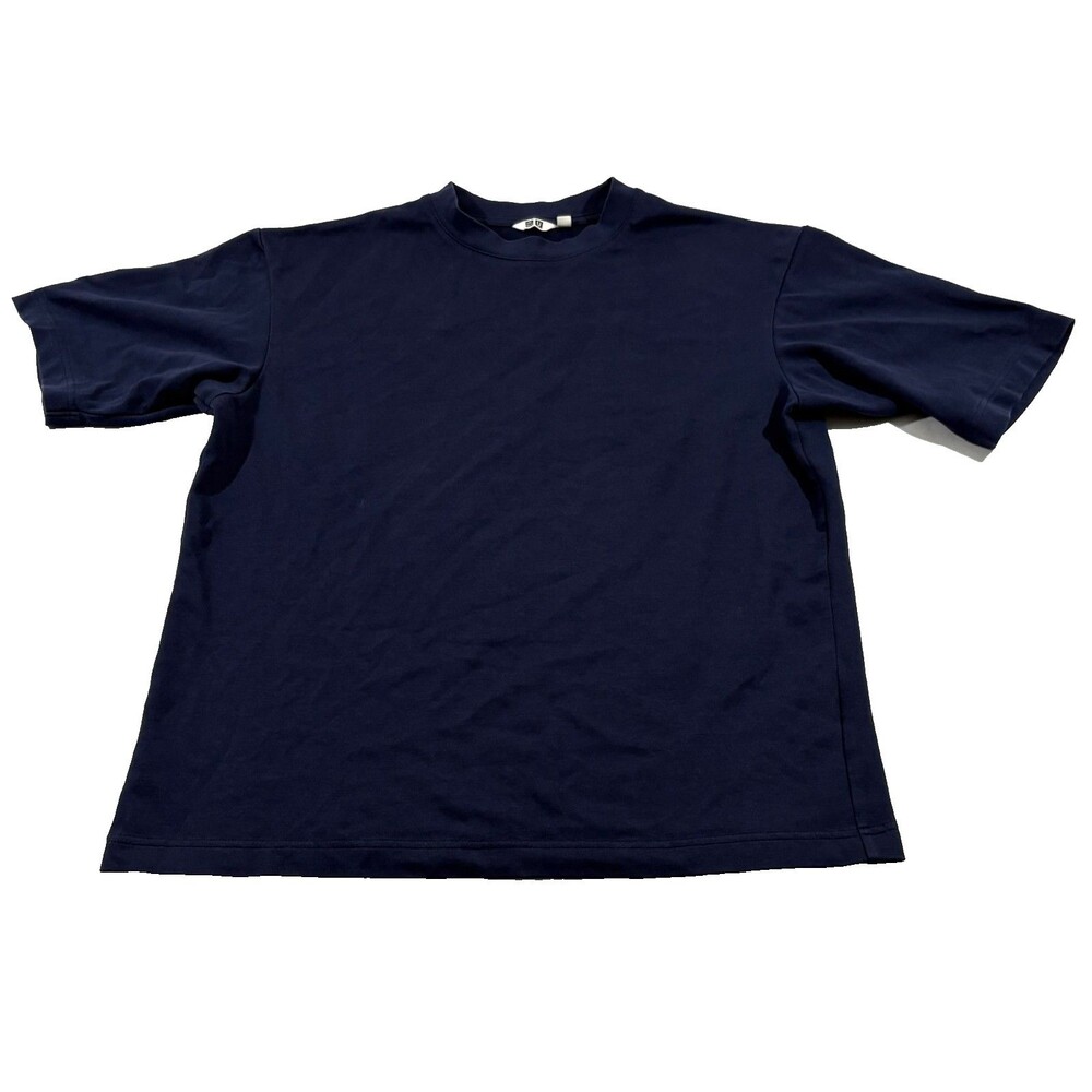 Uniqlo U AIRism T-Shirt Navy Blue Oversized Crew Basic Top Mens Unisex Tee Sz M